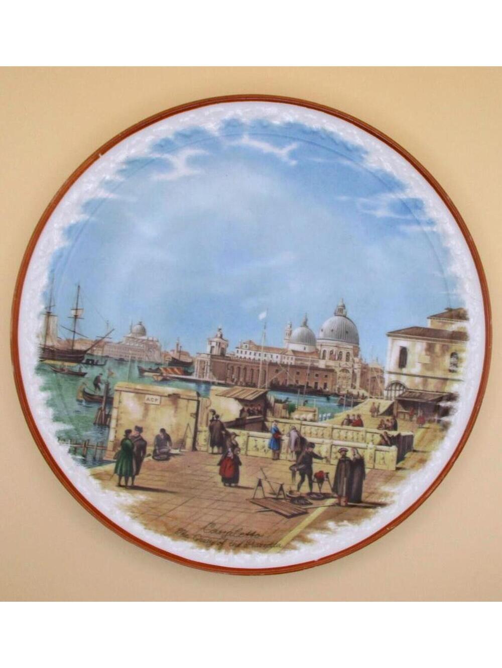 English decorative plate depicting Canaletto's "The Quay of Piazzetta."